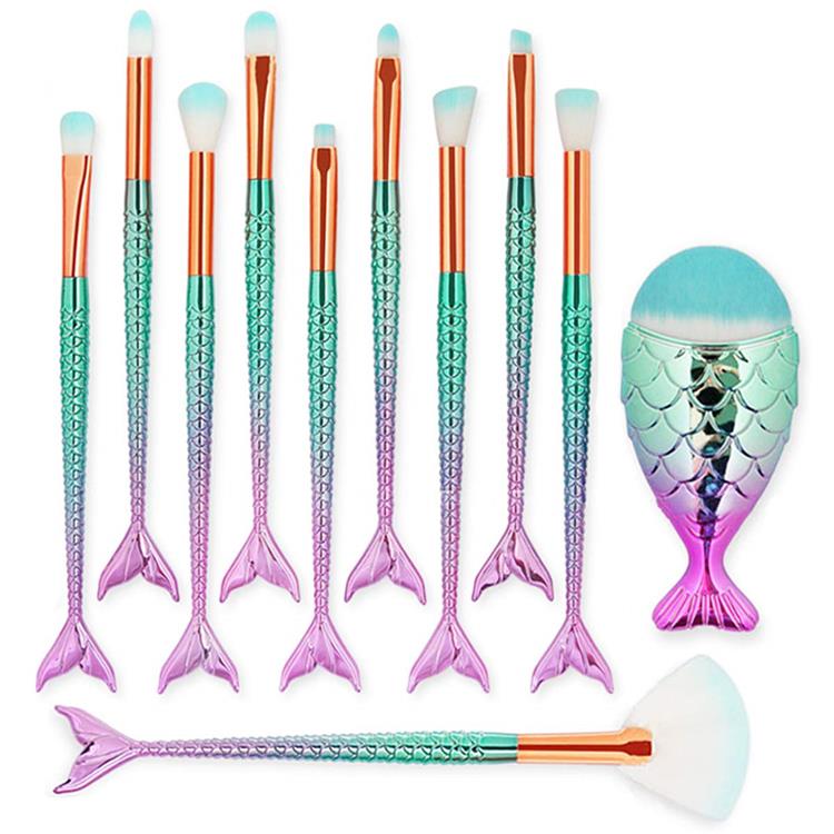 11PCS Kozmetik Göz Kölgəsi Ənlik 3D Mermaid Makiyaj Fırçası Dəsti