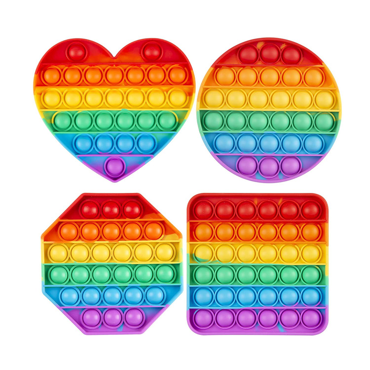 4 paket Rainbow Stress Reliver Pop Fidget Oyuncağı