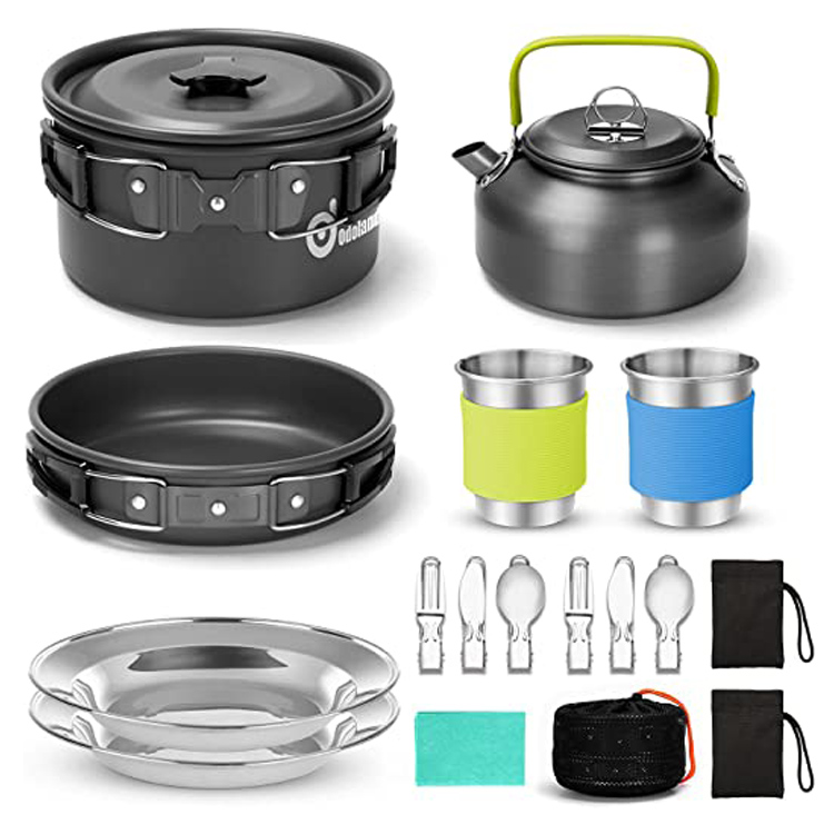 15PCS Portativ Çöl Piknik Pişirmə Dəsti Düşərgə qabları