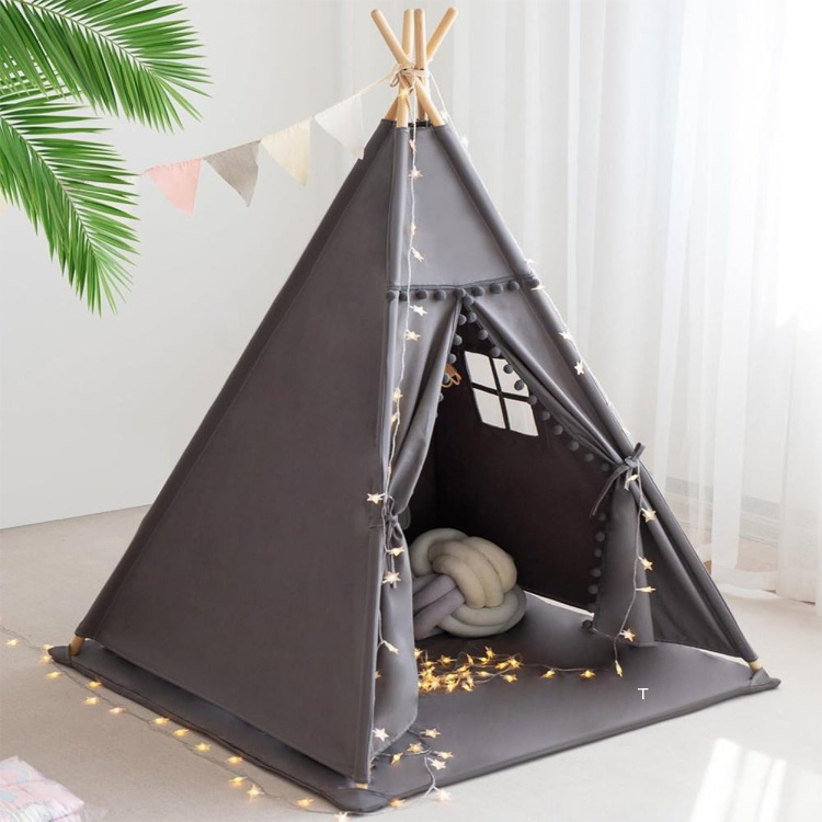 Pambıq kətan playhouse uşaqları mat ilə uşaqlar üçün teepee çadırı