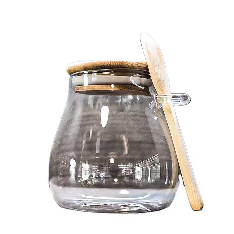 Flip qapağı olan xüsusi forma borosilicate şüşə ədviyyat çayı