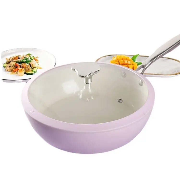 Lavanda qabıq çini wok cobblestone keramika qızartma qabı