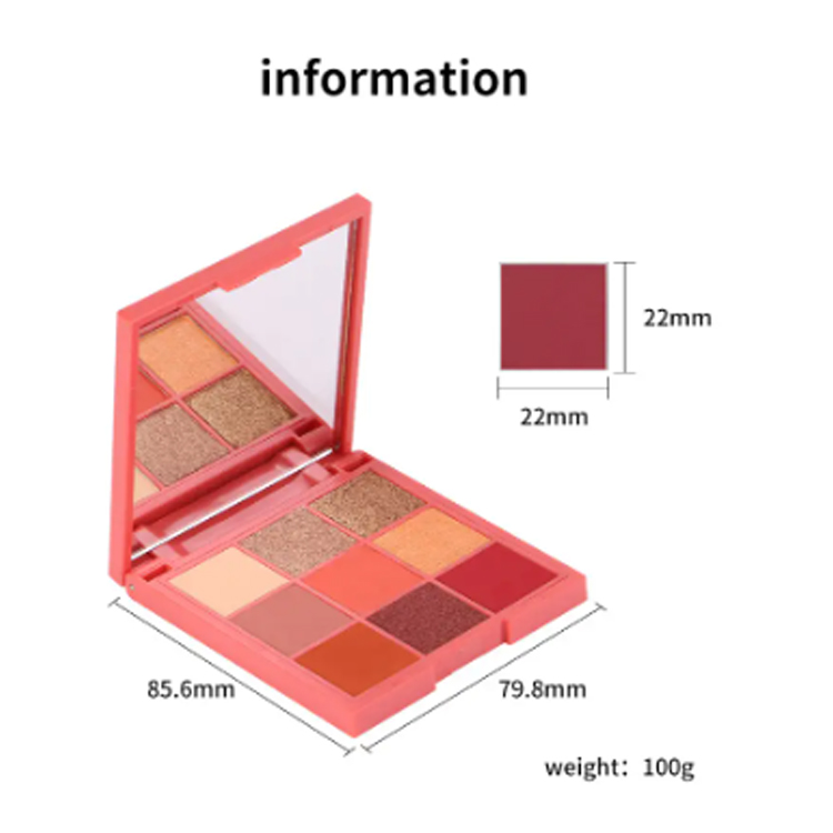 Makiyaj Parlaq Matte 9 Rəng Kvadrat Göz Kölgəsi Palitrası
