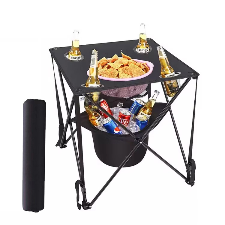 Açıq ev çubuğu üçün müasir portativ dəmir qatlama masası