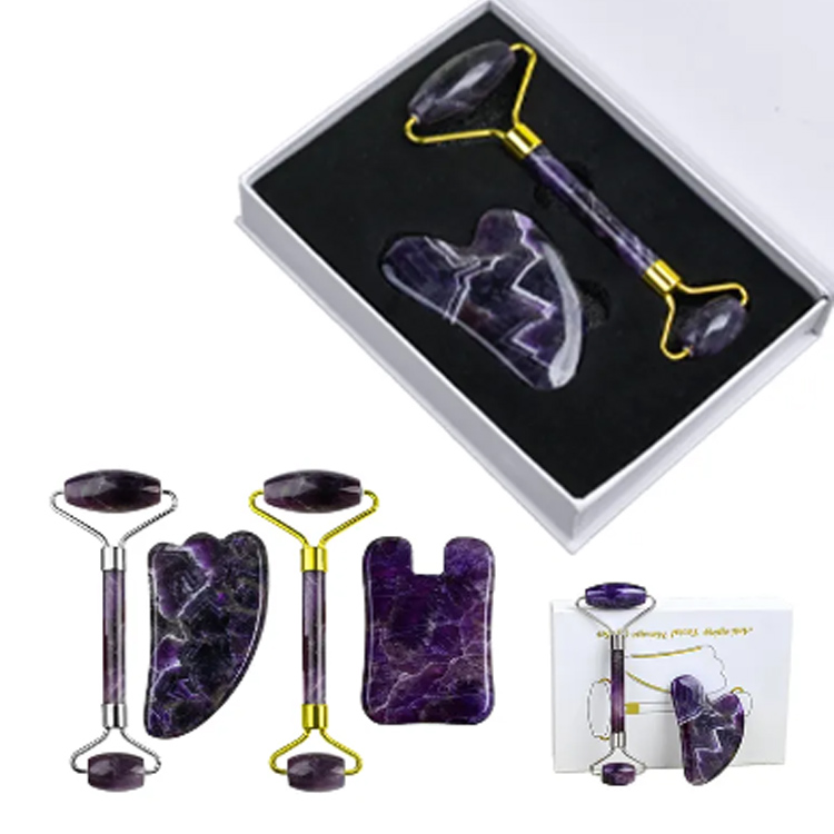 Təbii ametist jade roller və gua sha üz masajçısı