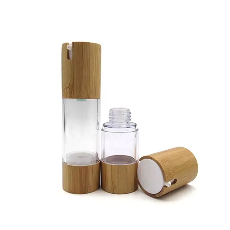 Təbiət Bamboo Plastik Dispenser Losyonu Nasos havasız şüşəsi
