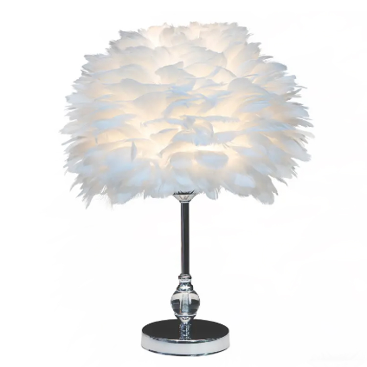 Çəhrayı Ürək formalı Kristal Yarımkürə Lələk Stolüstü Lampa