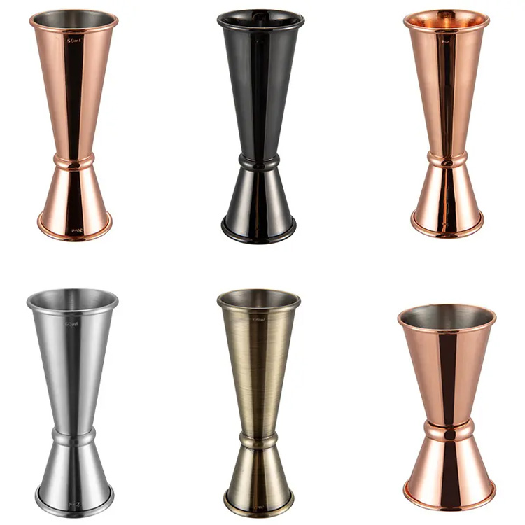 Premium mis gümüş 2CL / 4CL paslanmayan poladdan ikiqat jigger