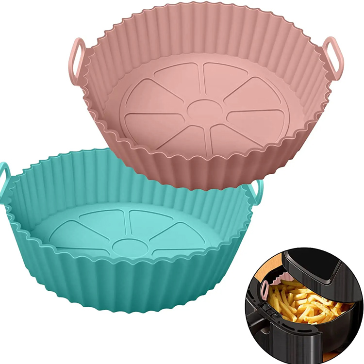 Silikon qazan yuvarlaq tepsisi silikon layı hava fryer aksesuarları