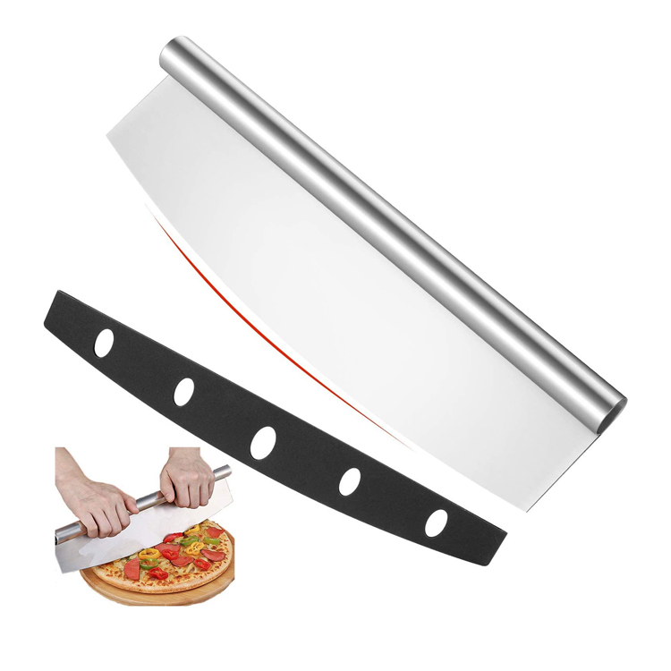 Qoruyucu örtüklü paslanmayan poladdan pizza kəsici dilimləyici