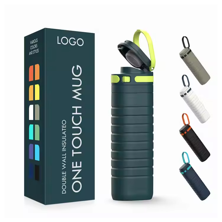 Toxunan qapaq 500ml paslanmayan poladdan vakuum izolyasiya edilmiş səyahət kupası