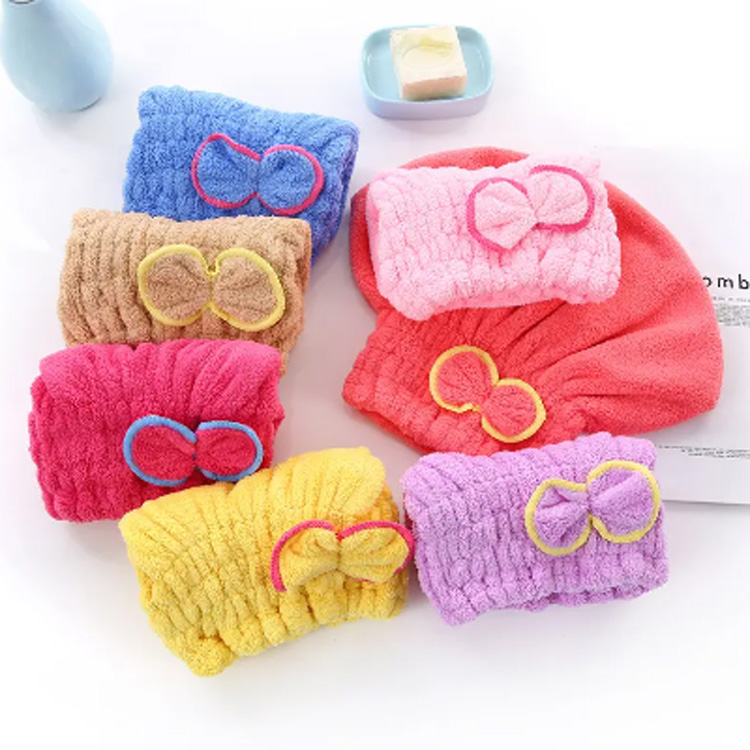 Ultra Em Em Em Essidbent Cap Bowknot Soft Microfiber saç qurutma dəsmalları